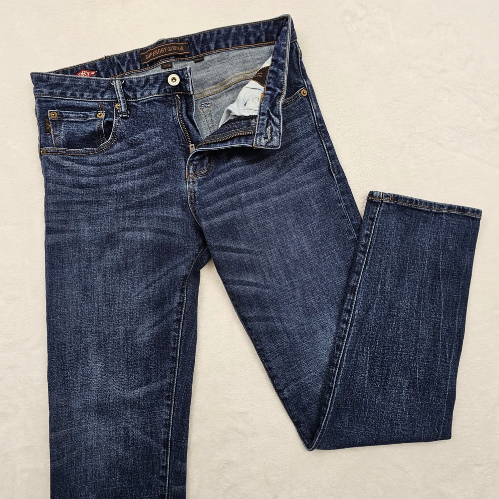 Superdry Tailored Straight Jeans‎ Mens 30x30 * Dark Wash Indigo Denim M7010115A